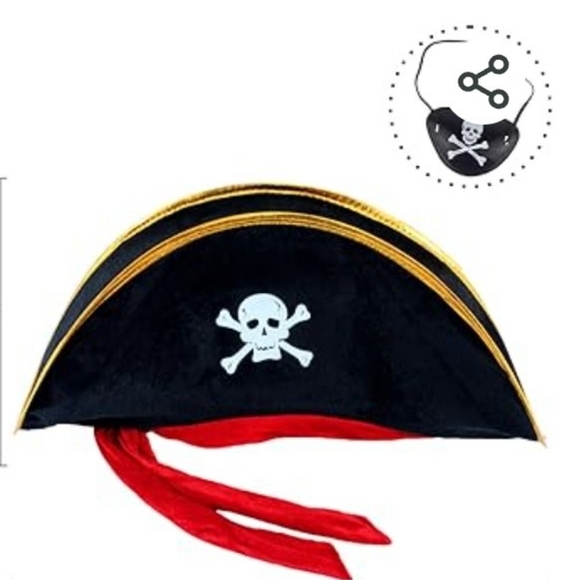 New Pirate  Captain Hat and Eyepatch - Picture 2 of 5